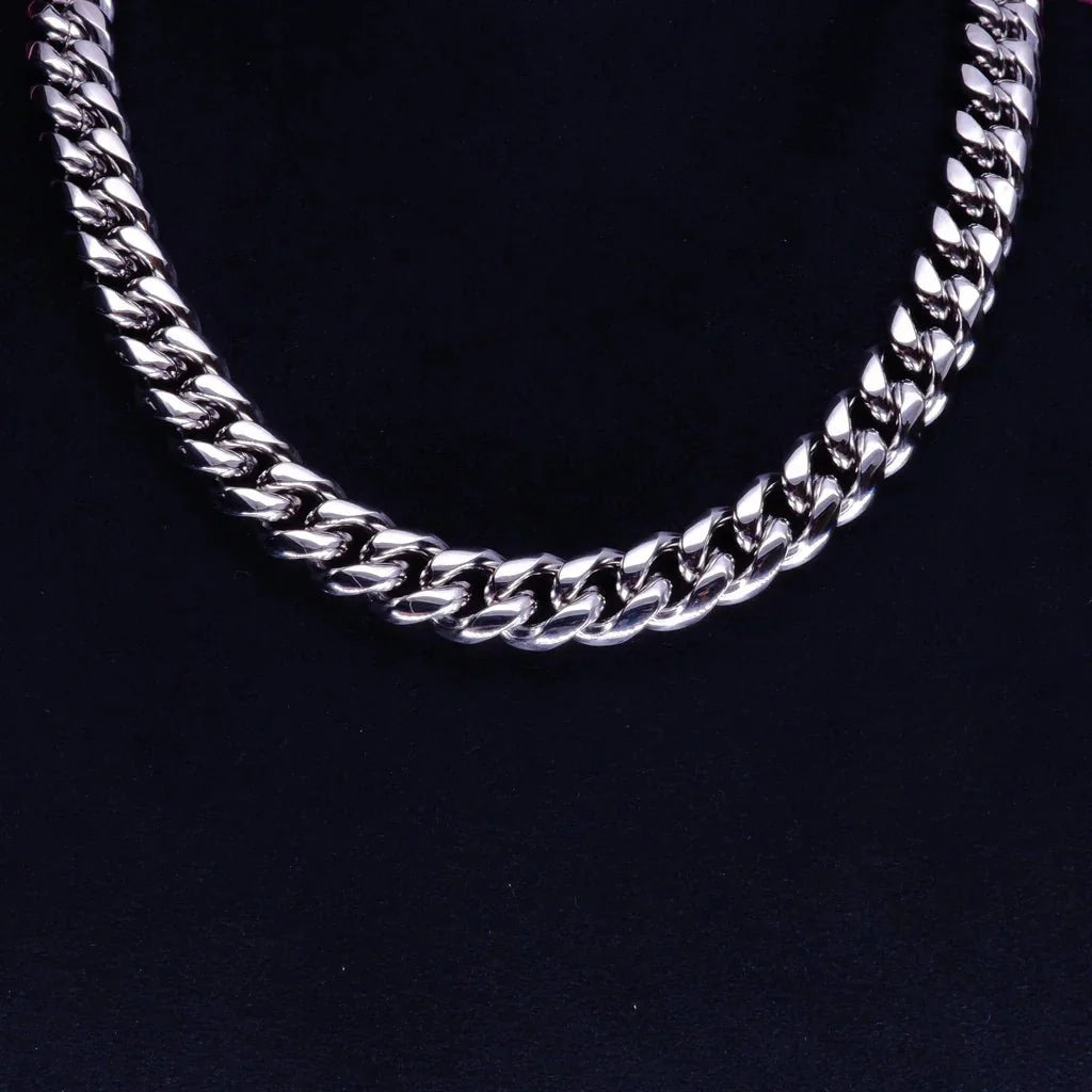 12mm 18K WhiteGold-Plated Classic Miami Cuban Link