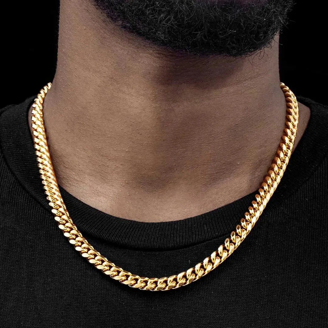 12mm Stainless Steel Cuban Chain in Gold