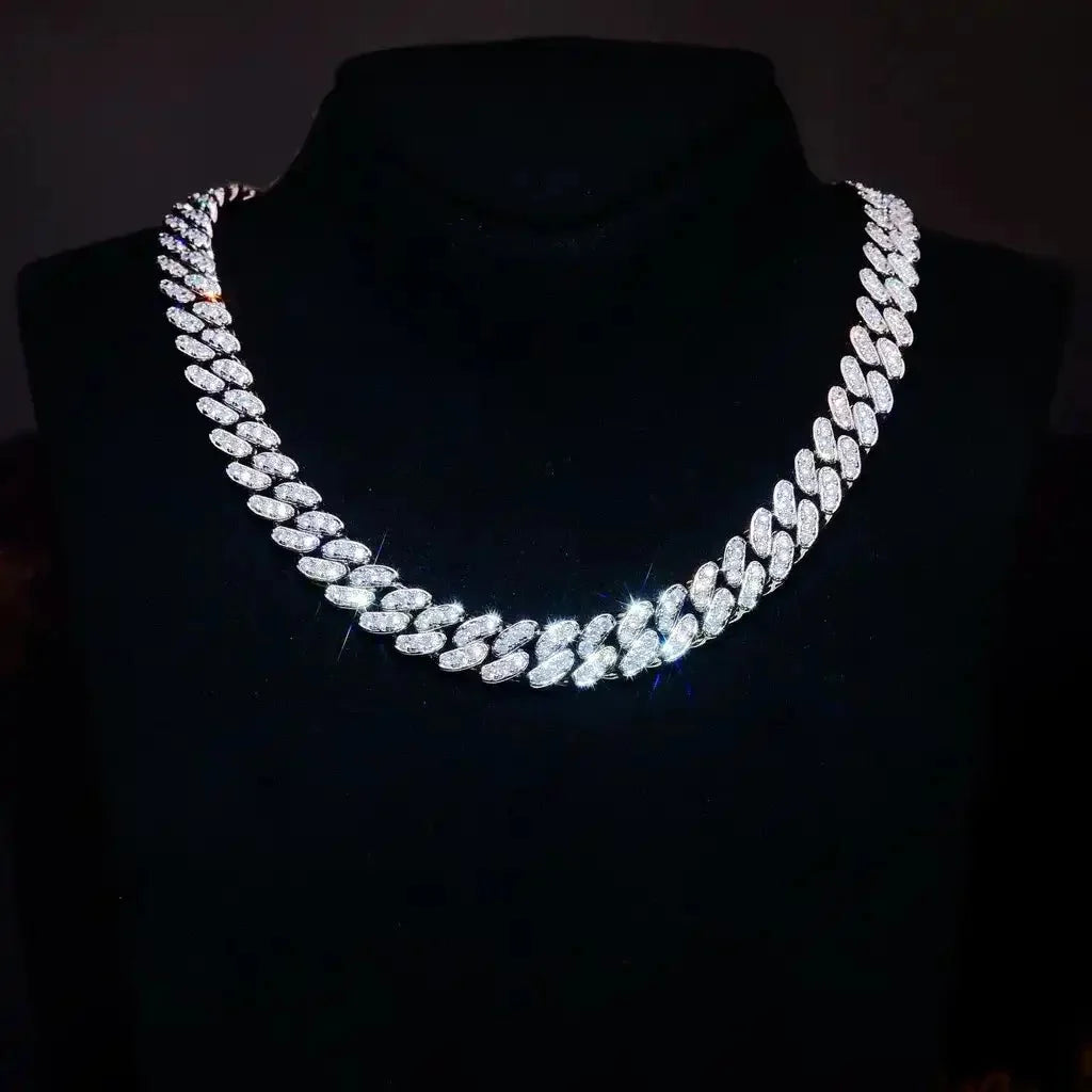13Mm 18K White/Gold-Plated Seamless Iced Cuban Chain