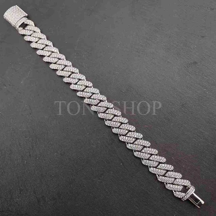 14MM Rhombus Cuban Full Diamond Bracelet