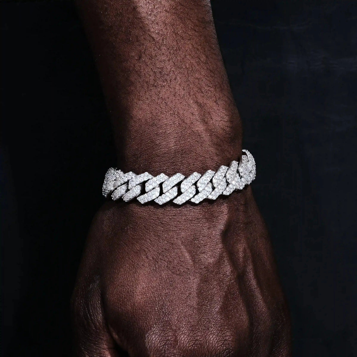 Iced Prong Cuban Bracelet White Gold - 14mm