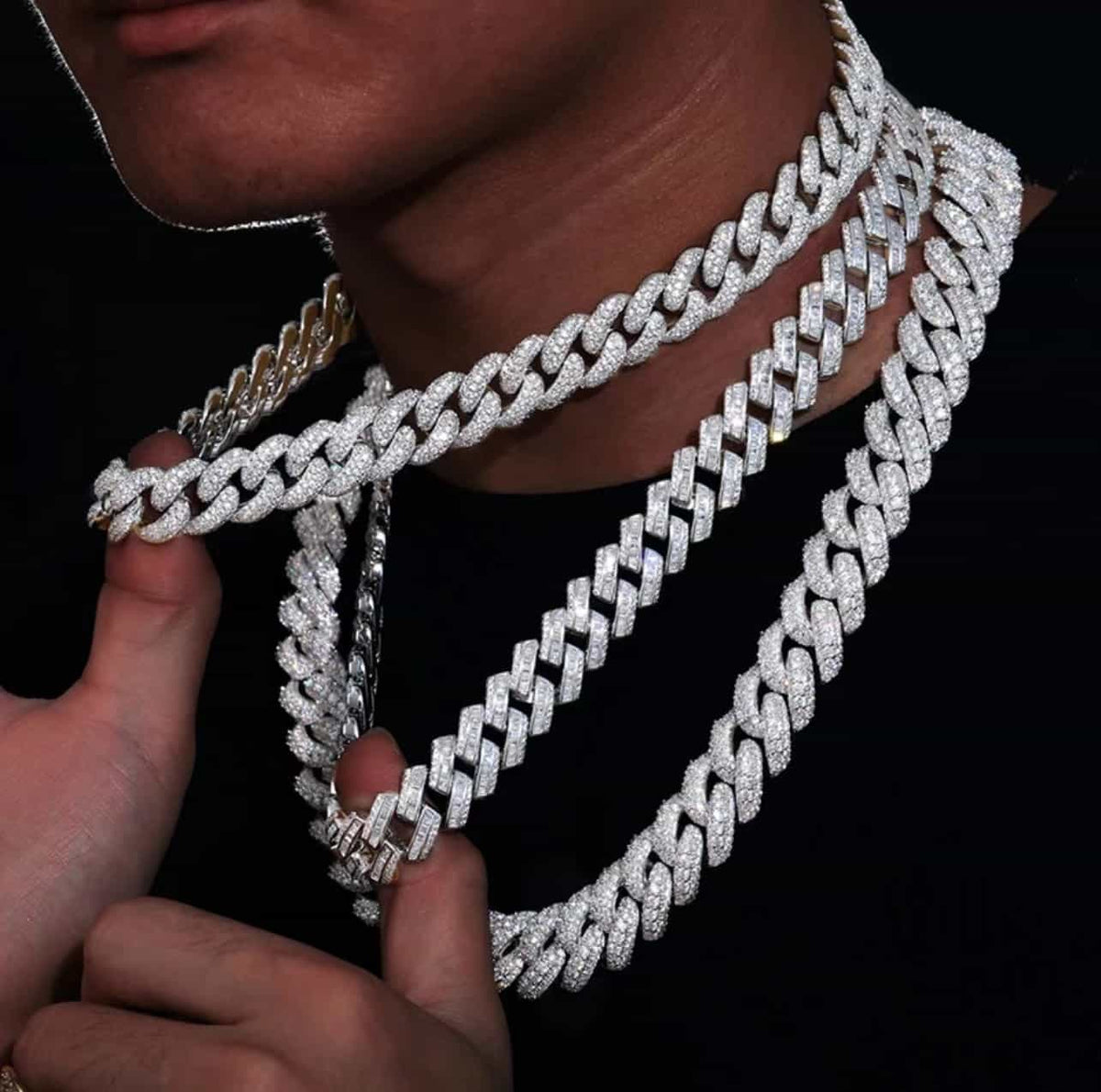 Bubble Full Ice Cuban Chain in White Gold - 15mm