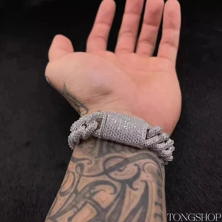 15MM Full Diamond Cuban Chain Bracelet