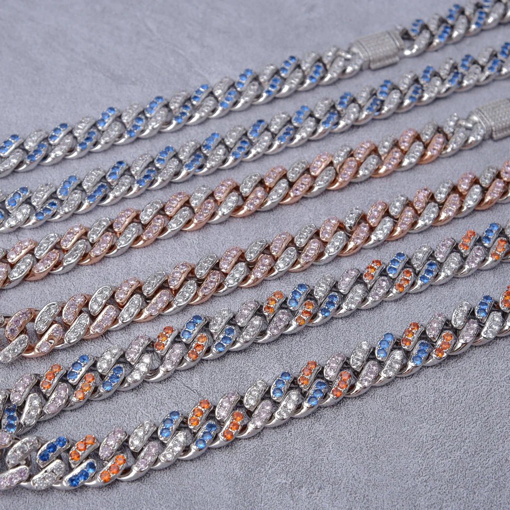 18K Rose Gold Iced Cuban Chain - 13mm