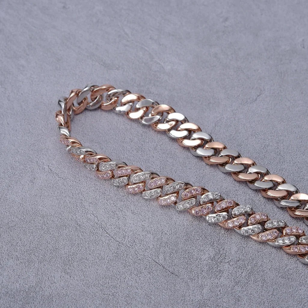 18K Rose Gold Iced Cuban Chain - 13mm