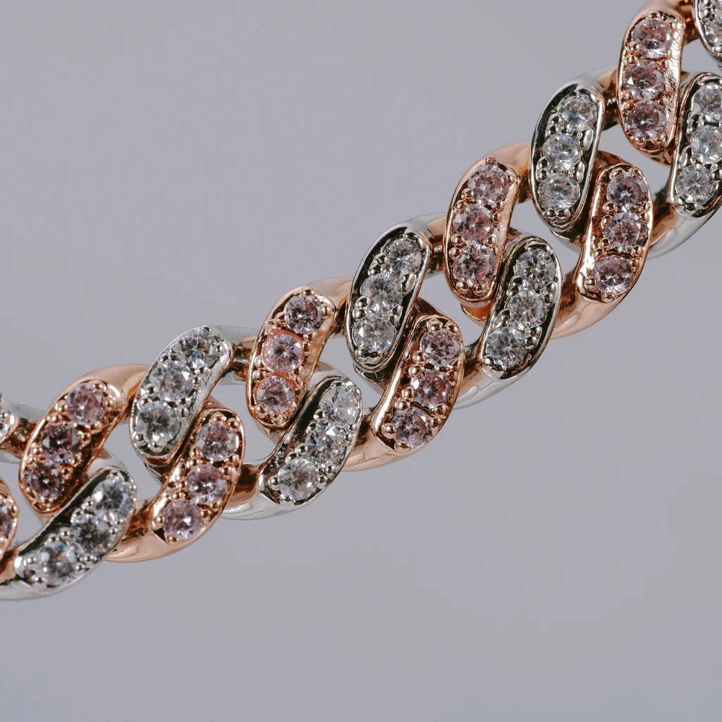 18K Rose Gold Iced Cuban Chain - 13mm