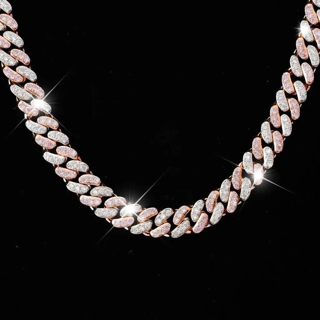 18K Rose Gold Iced Cuban Chain - 13mm
