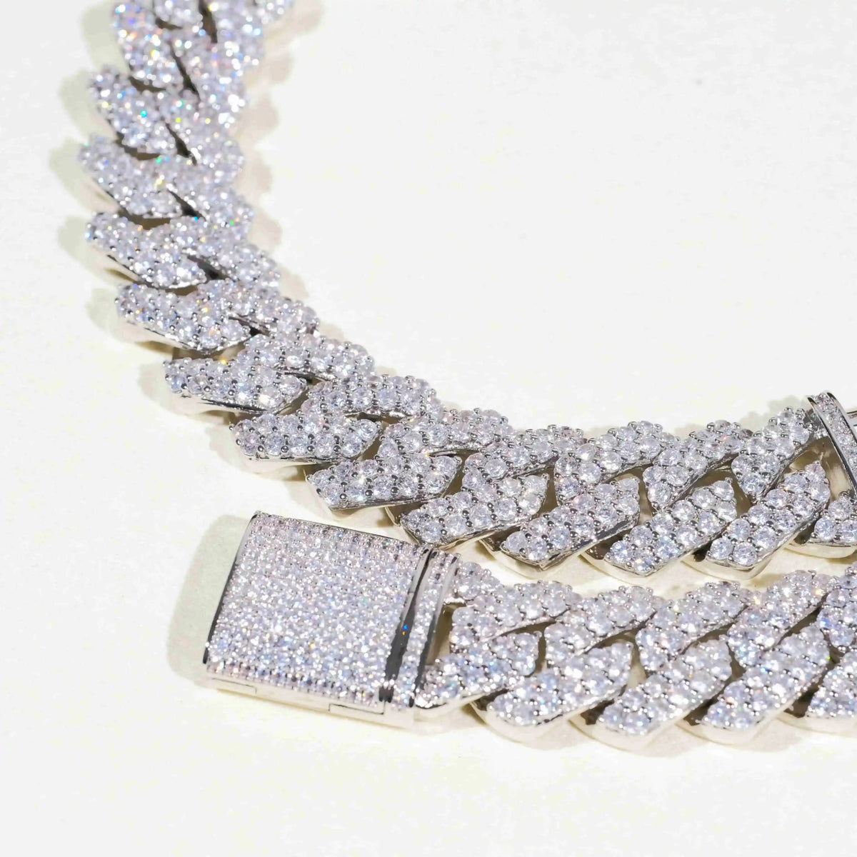 19mm 2-Row Iced Prong Cuban Chain