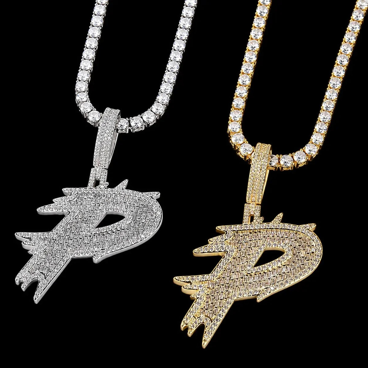 26 Ice-Spike Letter Pendant in White Gold - 45mm