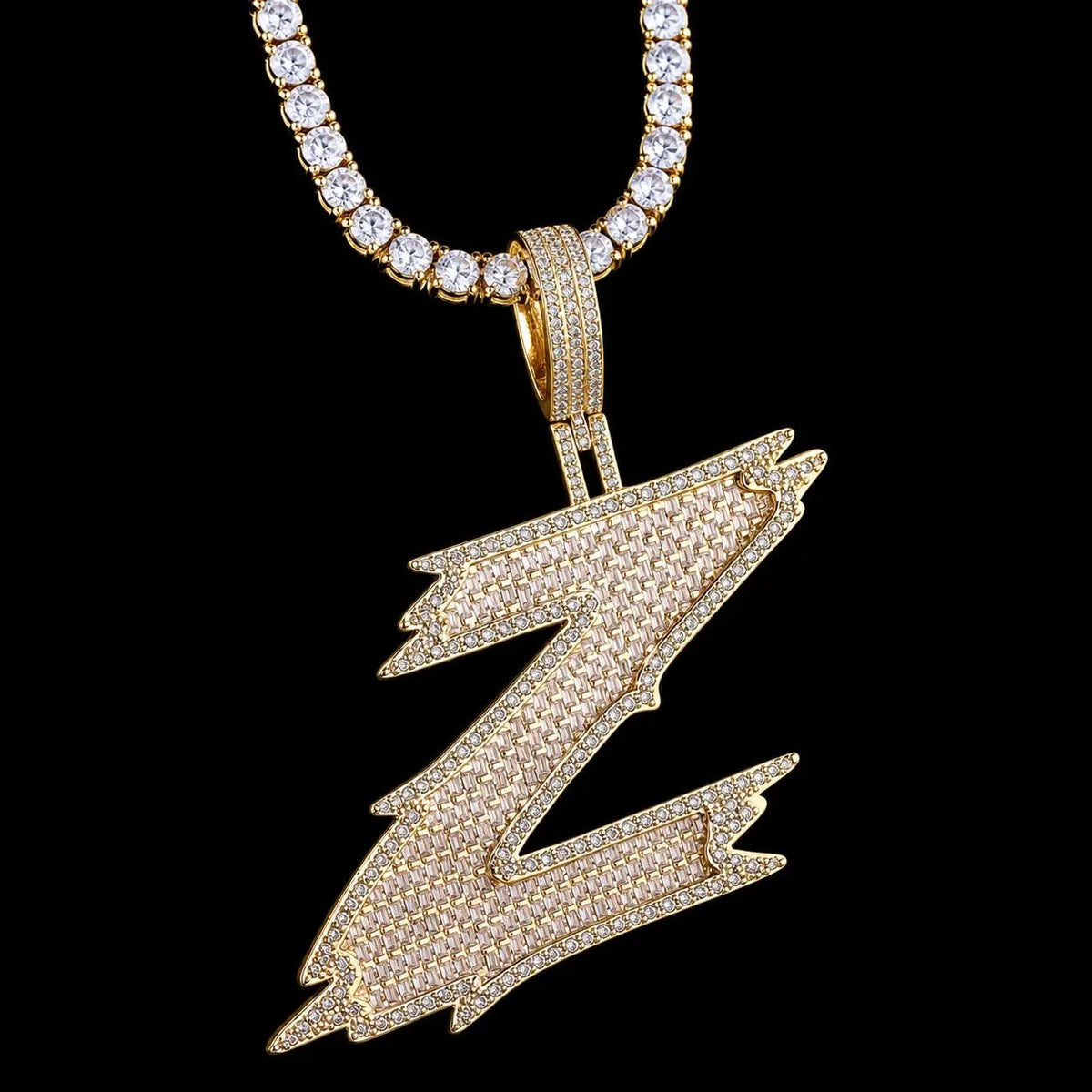 26 Ice-Spike Letter Pendant in White Gold - 45mm