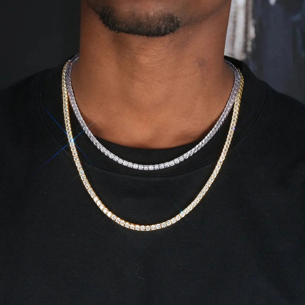S925 Tennis Chain in Yellow Gold - 4mm