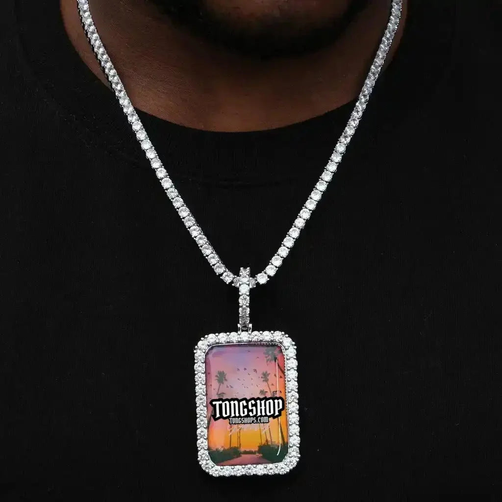 3D Custom Picture Rectangular Ice Pendant With Engraving