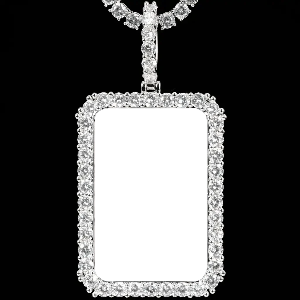3D Custom Picture Rectangular Ice Pendant With Engraving