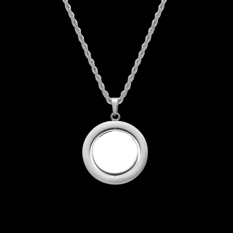 3D Customized Double Sided Photo Stainless Steel Round Pendant - 33mm