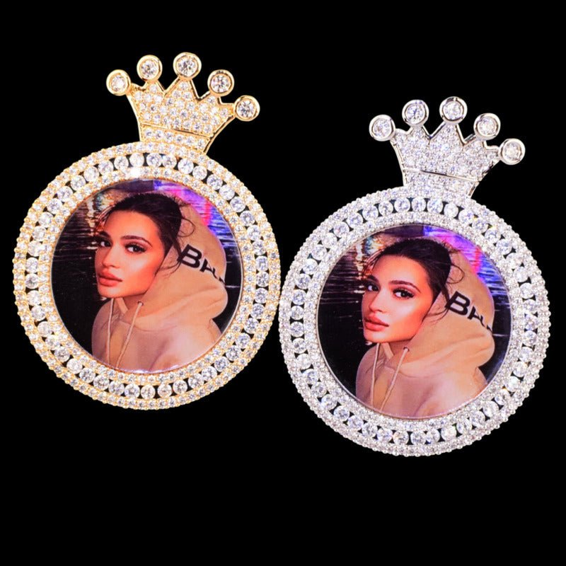 3D Customized Photo Crown Round Pendant - 40mm