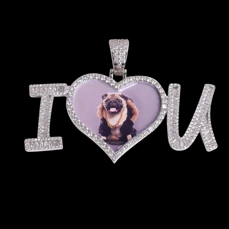 3D Customized Photo "I Love You" Pendant - 75mm