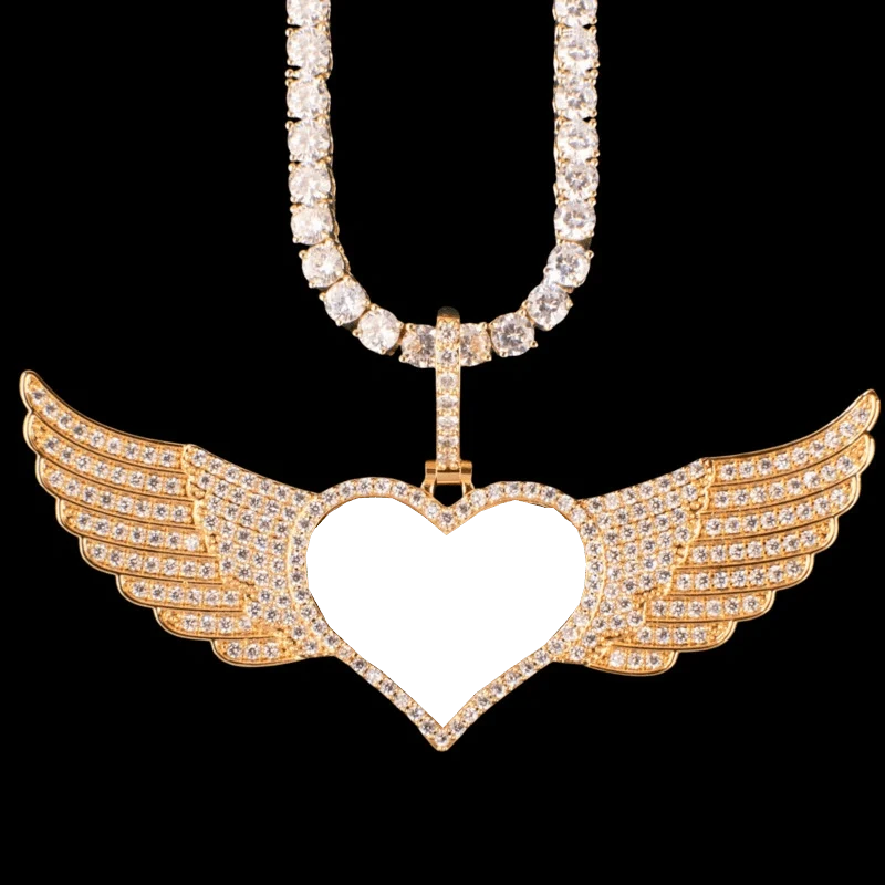 3D Customized Photo Love Wings Pendant - 82mm