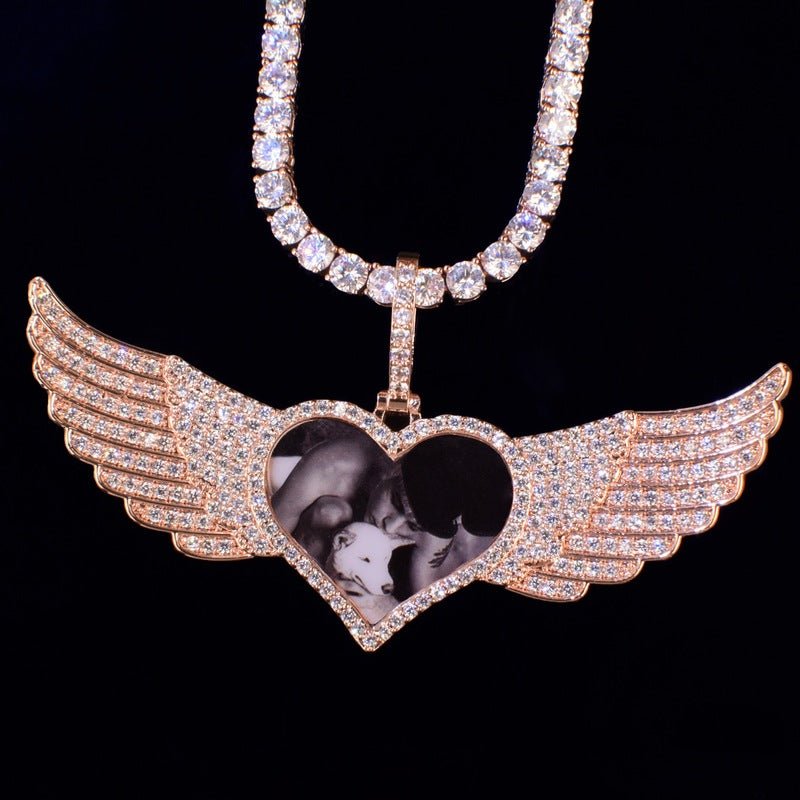 3D Customized Photo Love Wings Pendant - 82mm