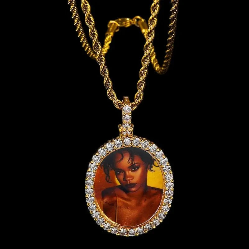 3D New Custom Photo Oval Pendant - 32mm