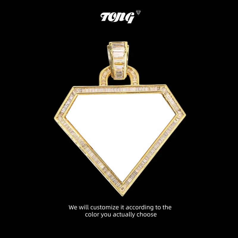 3D Diamond-Shaped Photo Pendant - 50mm