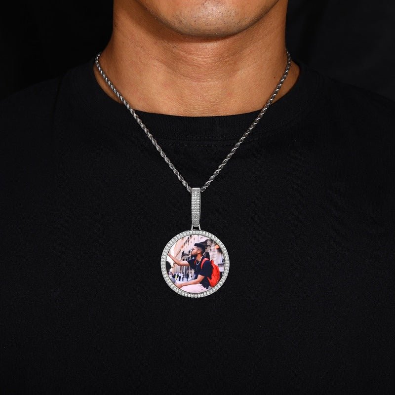 3D Large Buckle Solid Round Custom Photo Pendant - 45mm
