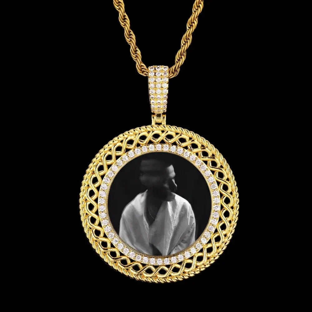 3D Memory Custom Photo Frame Round Hollowed-Out Pendant - 45mm