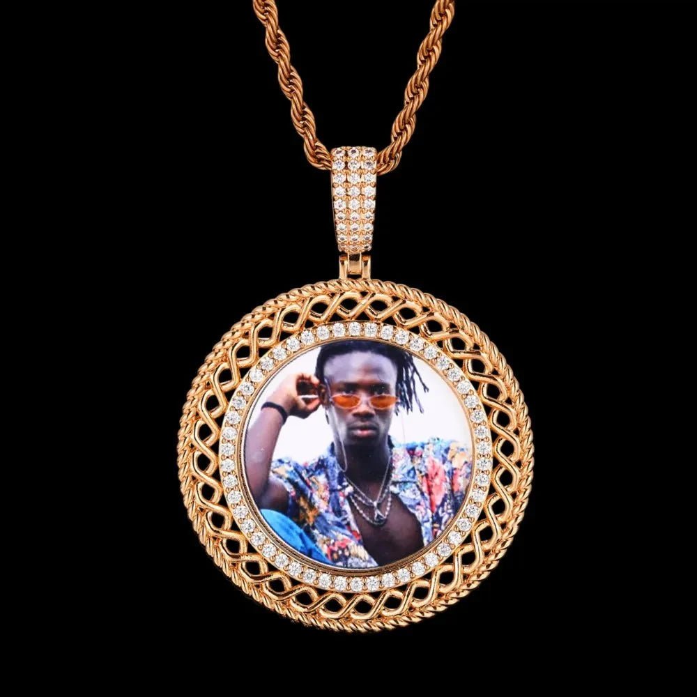3D Memory Custom Photo Frame Round Hollowed-Out Pendant - 45mm