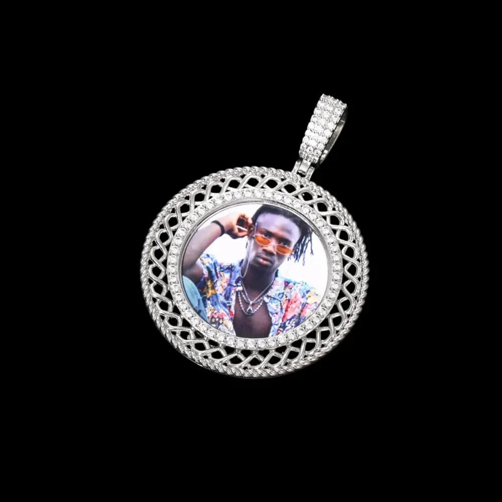 3D Memory Custom Photo Frame Round Hollowed-Out Pendant - 45mm