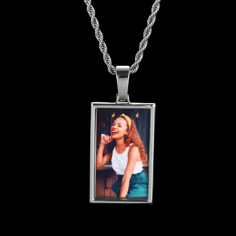 3D Rectangular Solid Custom Photo Pendant - 25mm