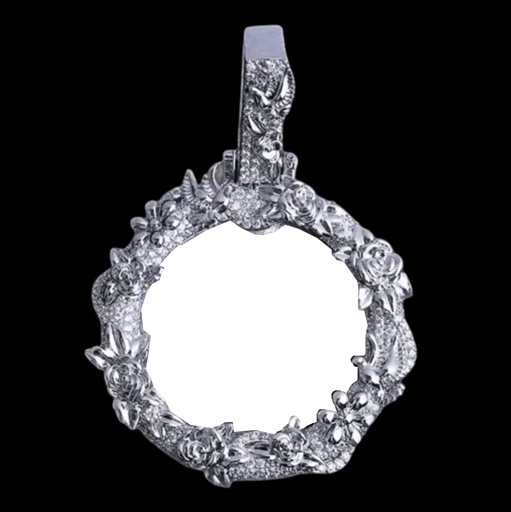 3D Rose’s Flower Custom Photo Round Pendant