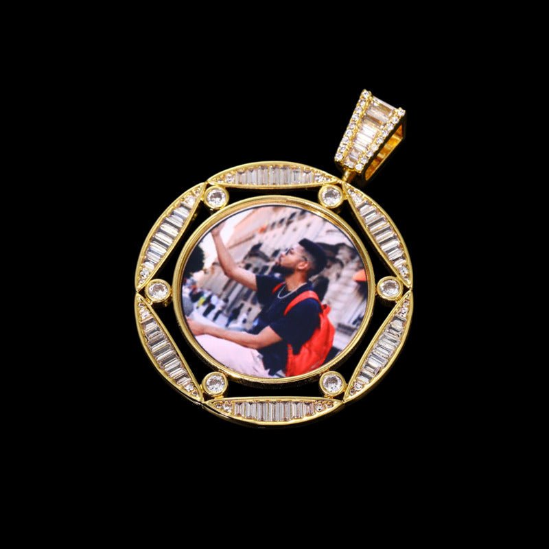 3D Round Hexagonal Solid Photo Custom Commemorative Pendant - 42mm