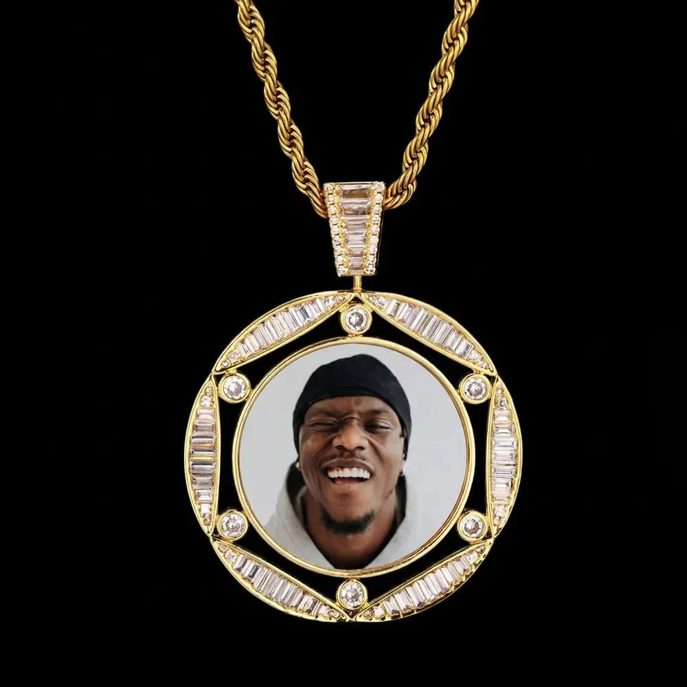 3D Round Hexagonal Solid Photo Custom Commemorative Pendant - 42mm