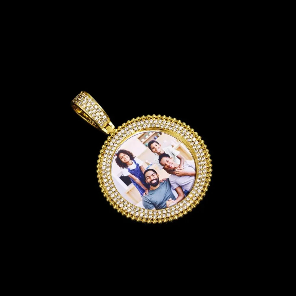 3D Round Solid Custom Photo Pendant - 37mm