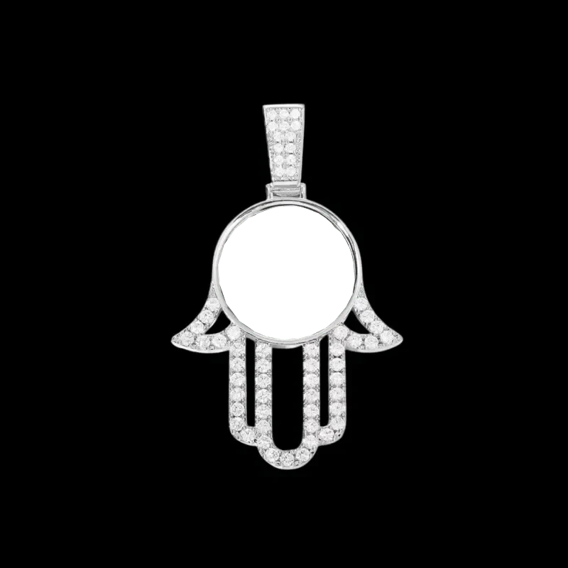 3D Round Solid Hand Custom Photo Pendant - 33mm