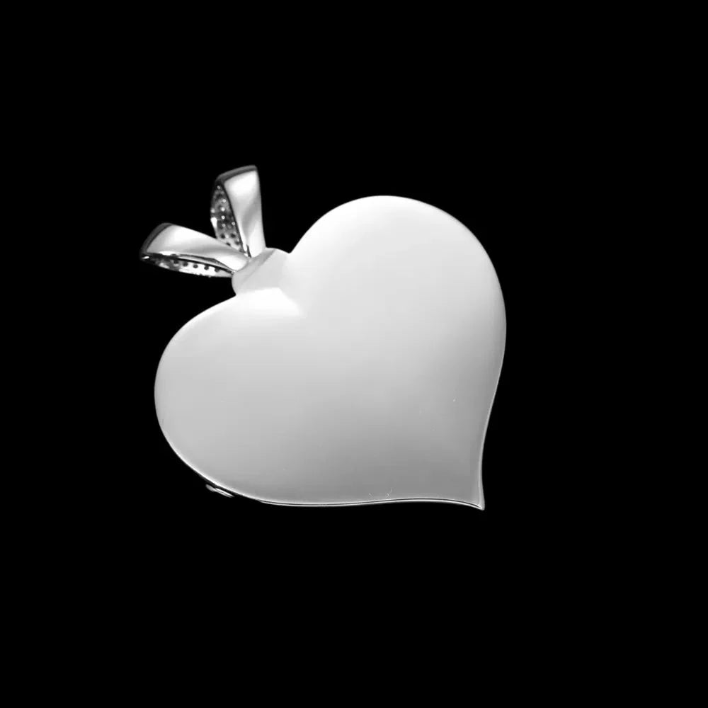 3D Ruby Heart Solid Memory Custom Photo Heart Pendant - 43mm