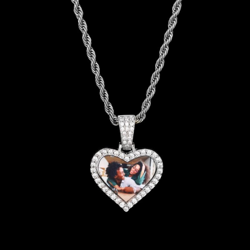 3D Small Solid Heart Photo Custom Commemorative Pendant - 25mm