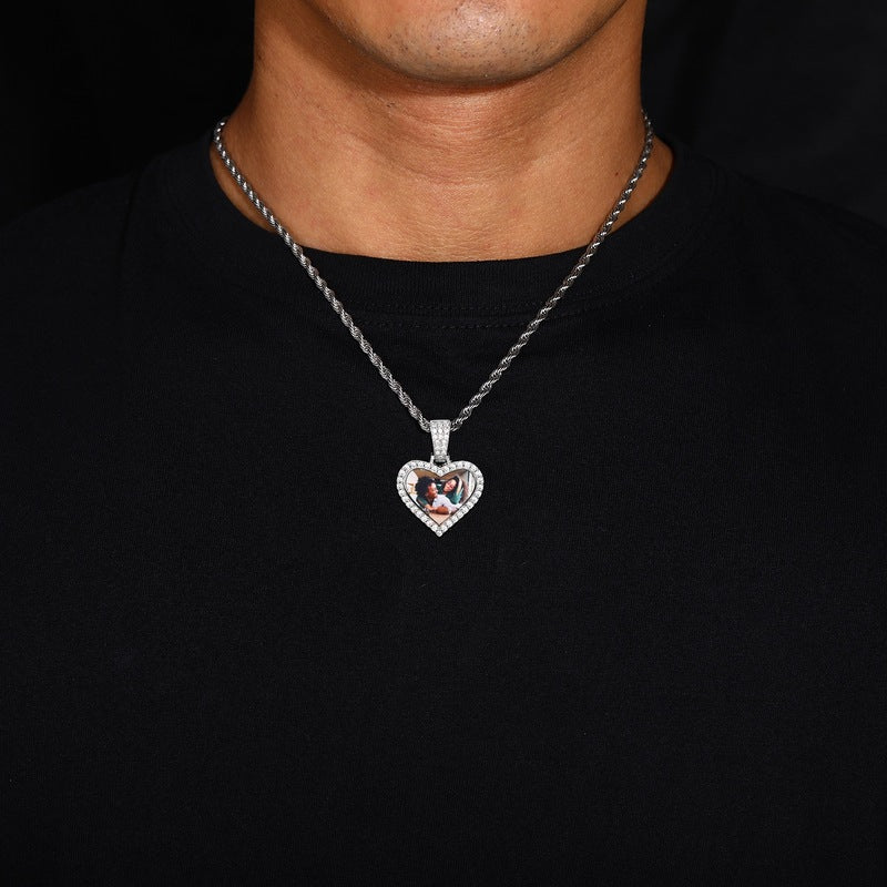 3D Small Solid Heart Photo Custom Commemorative Pendant - 25mm