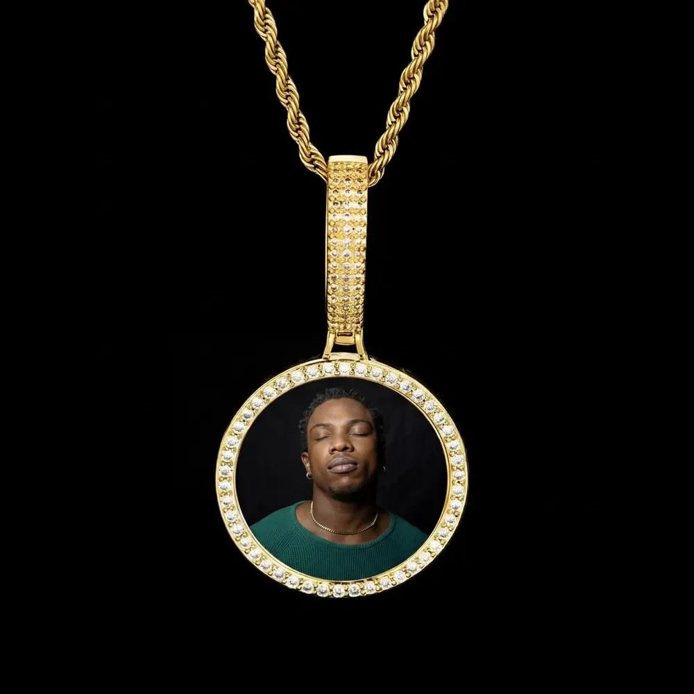 3D Small Solid Round Custom Photo Pendant - 35mm