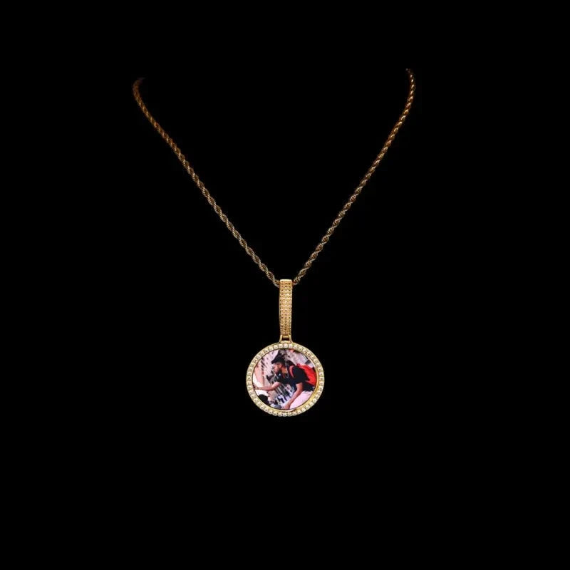 3D Small Solid Round Custom Photo Pendant - 35mm