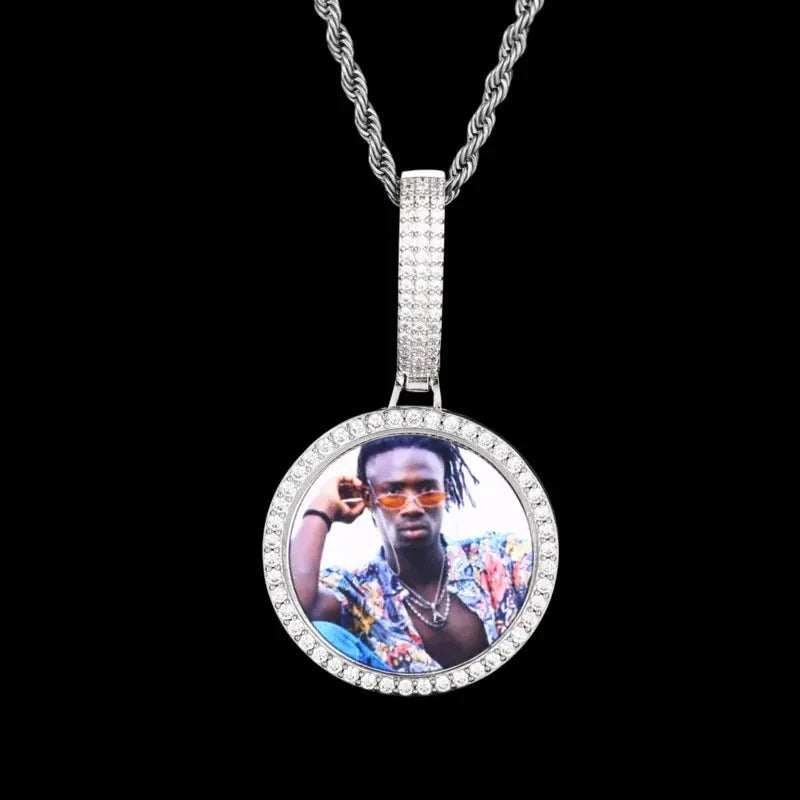 3D Small Solid Round Custom Photo Pendant - 35mm