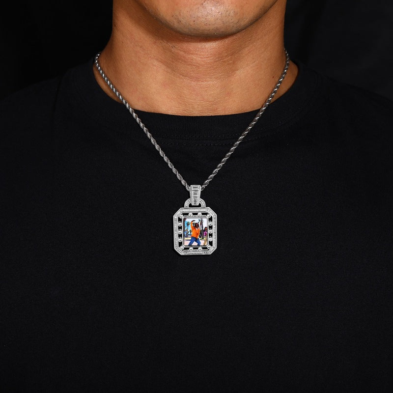 3D Solid Hollow Square Custom Photo Pendant - 30mm