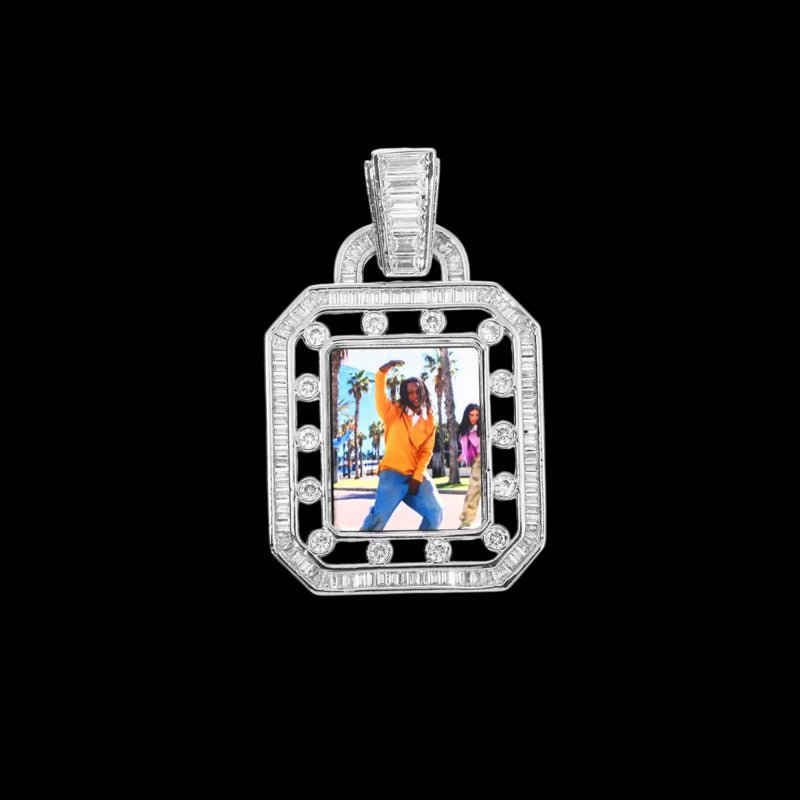 3D Solid Hollow Square Custom Photo Pendant - 30mm