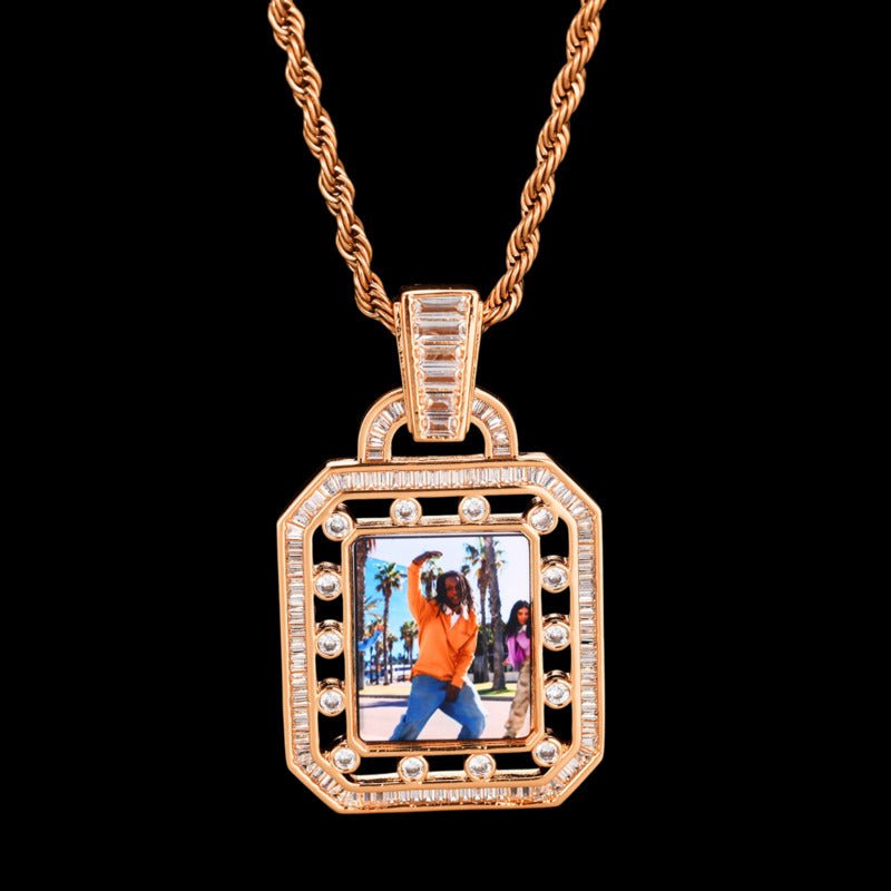 3D Solid Hollow Square Custom Photo Pendant - 30mm