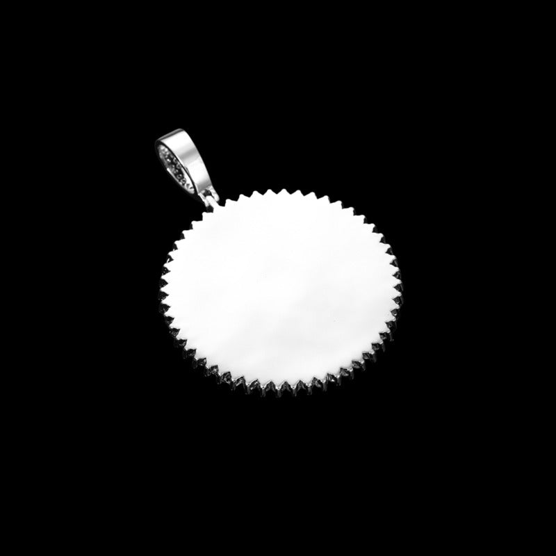 3D Solid Spiked Round Custom Photo Pendant - 48mm