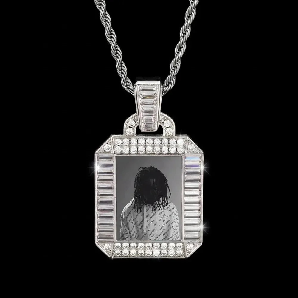 3D Square Solid Photo Custom Pendant - 30mm