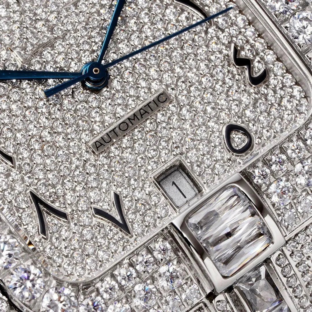 40mm Large Diamond VVS Moissanite Square Watch – Custom Edition