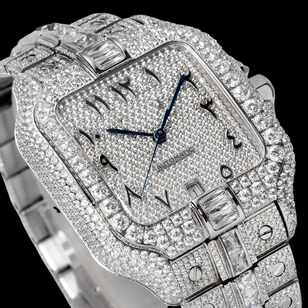 40mm Large Diamond VVS Moissanite Square Watch – Custom Edition