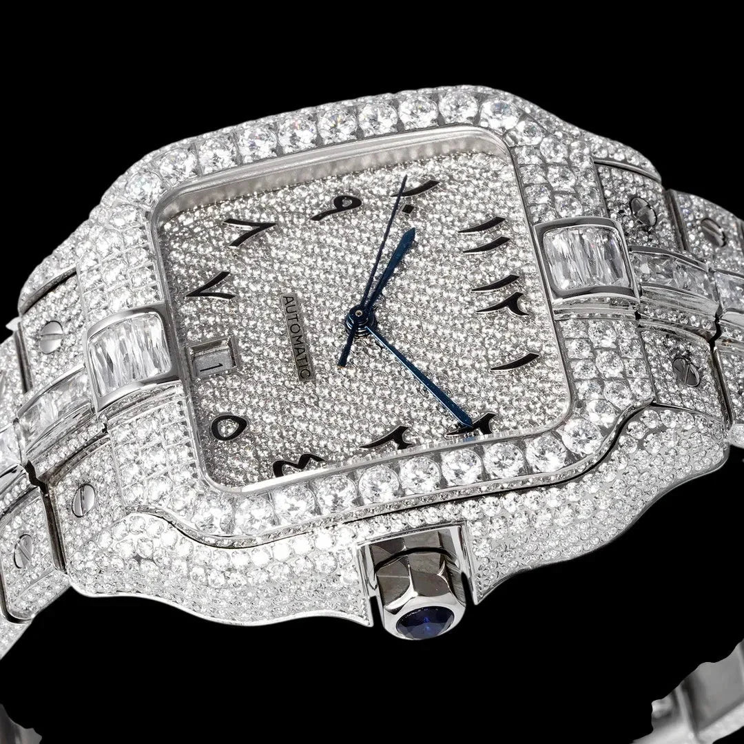 40mm Large Diamond VVS Moissanite Square Watch – Custom Edition