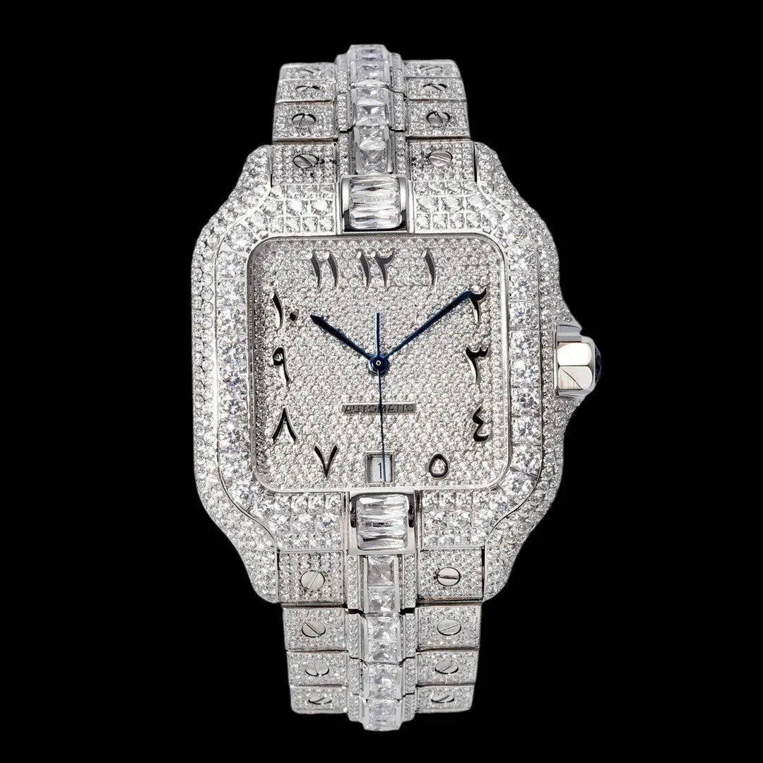 40mm Large Diamond VVS Moissanite Square Watch – Custom Edition