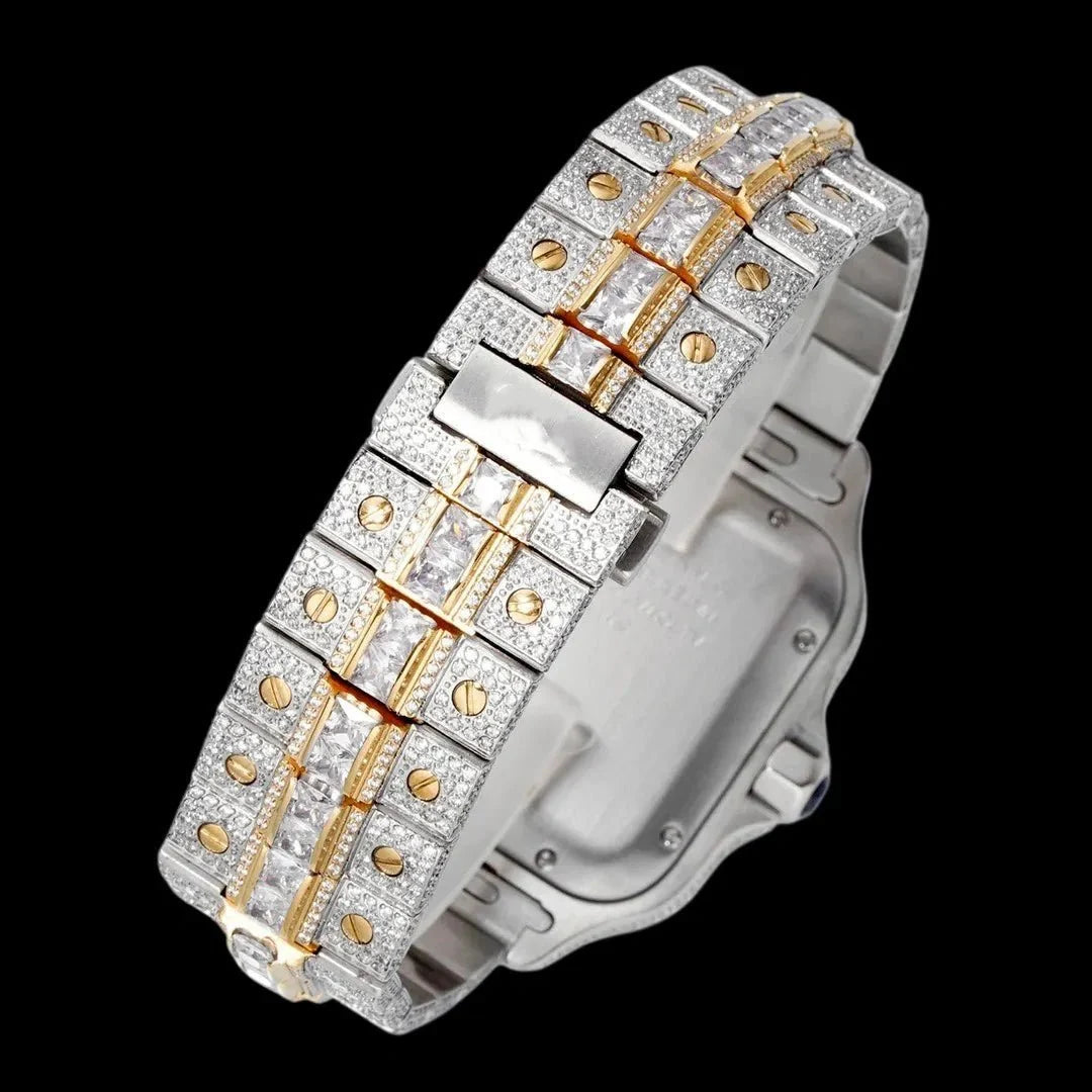 40mm Large VVS Moissanite Square Watch – Custom Gold Edition